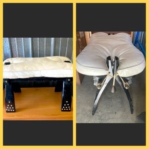 Rare 1950s White Leather Egyptian Camel Saddle Stool Ottoman